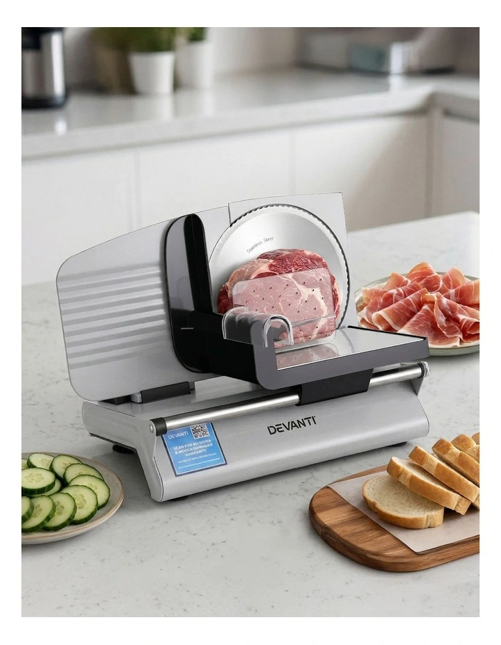Devanti 200W Electric Meat Slicer 0-15mm Adjustable Stainless Steel Blade Silver image 3