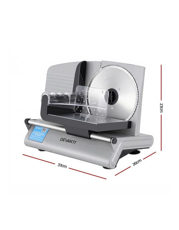 Devanti 200W Electric Meat Slicer 0-15mm Adjustable Stainless Steel Blade Silver image 4