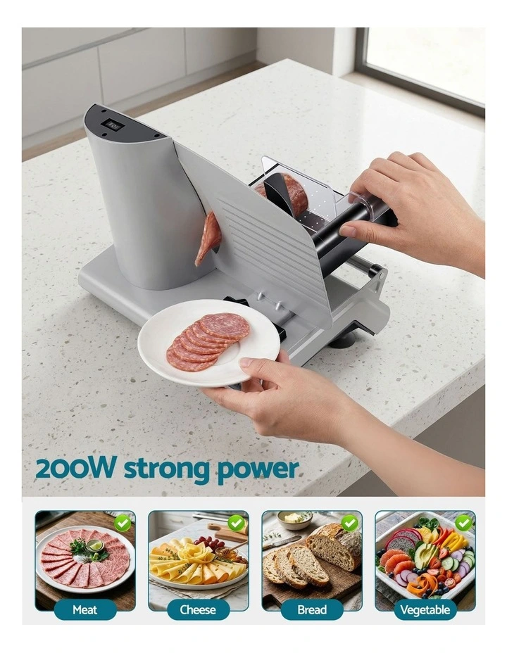 Devanti 200W Electric Meat Slicer 0-15mm Adjustable Stainless Steel Blade Silver image 5