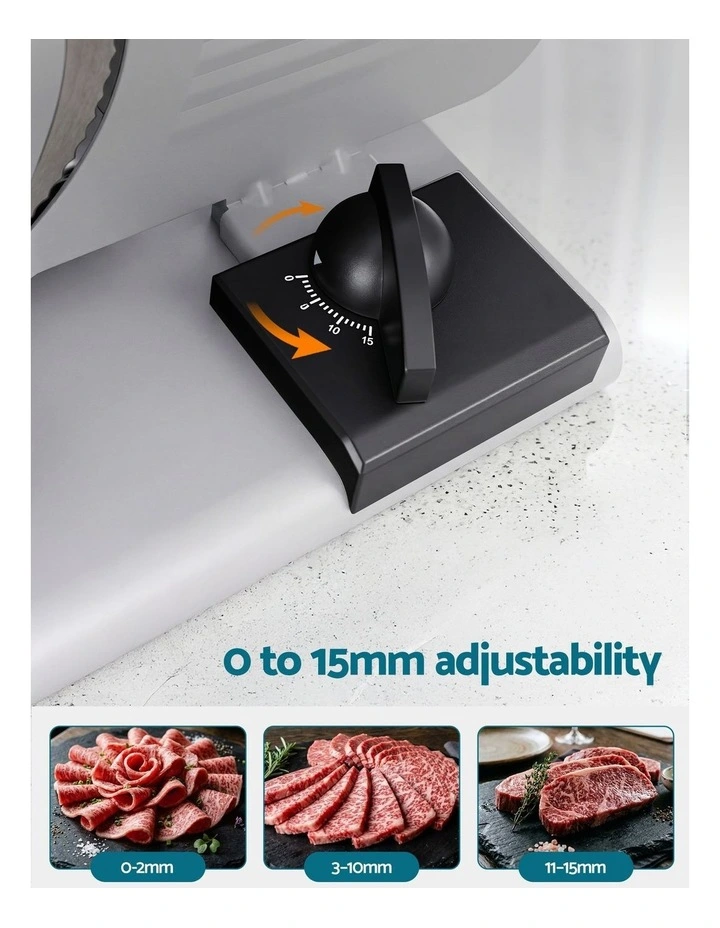 Devanti 200W Electric Meat Slicer 0-15mm Adjustable Stainless Steel Blade Silver image 6