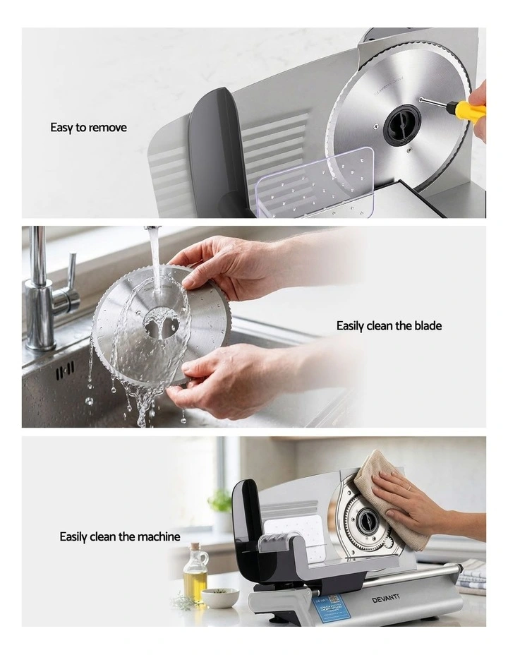 Devanti 200W Electric Meat Slicer 0-15mm Adjustable Stainless Steel Blade Silver image 7