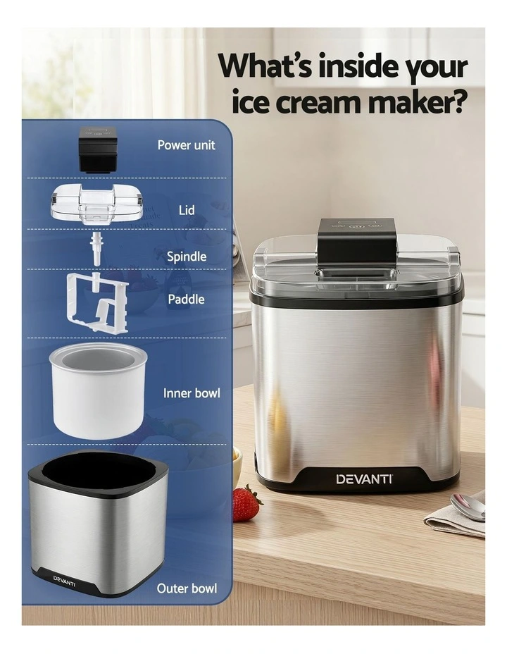 Ice Cream Maker Machine 2L in Sliver image 6