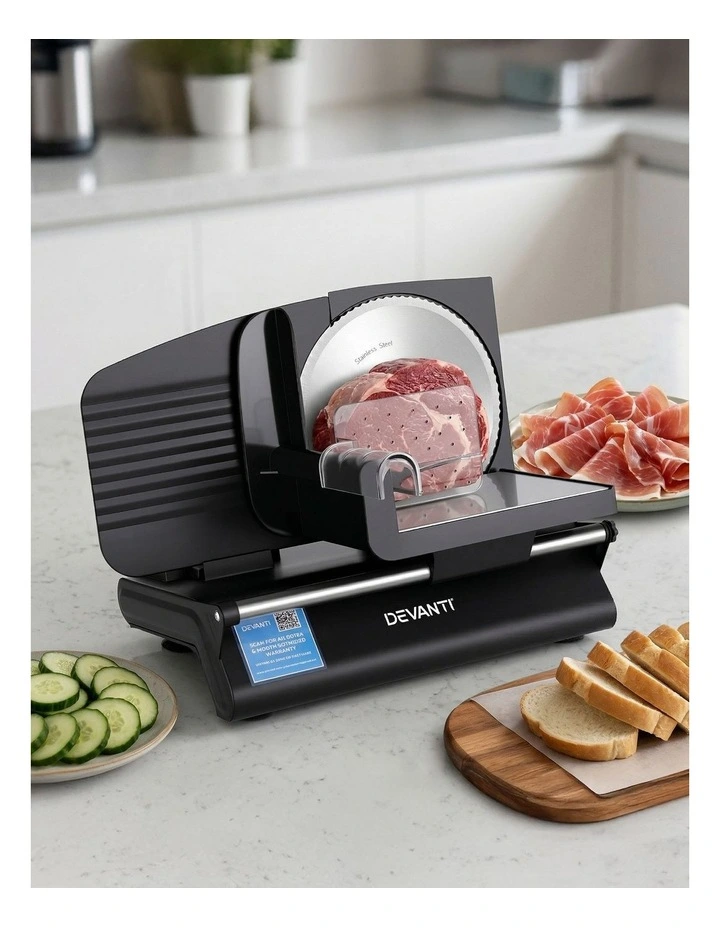Devanti 200W Electric Meat Slicer 0-15mm Adjustable Stainless Steel Blade Black image 3