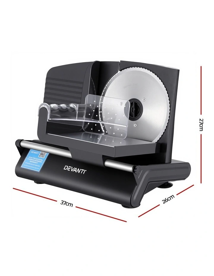 Devanti 200W Electric Meat Slicer 0-15mm Adjustable Stainless Steel Blade Black image 4