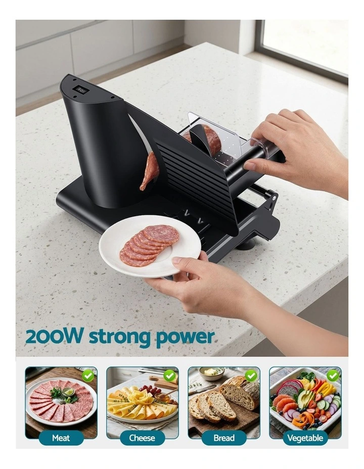 Devanti 200W Electric Meat Slicer 0-15mm Adjustable Stainless Steel Blade Black image 5