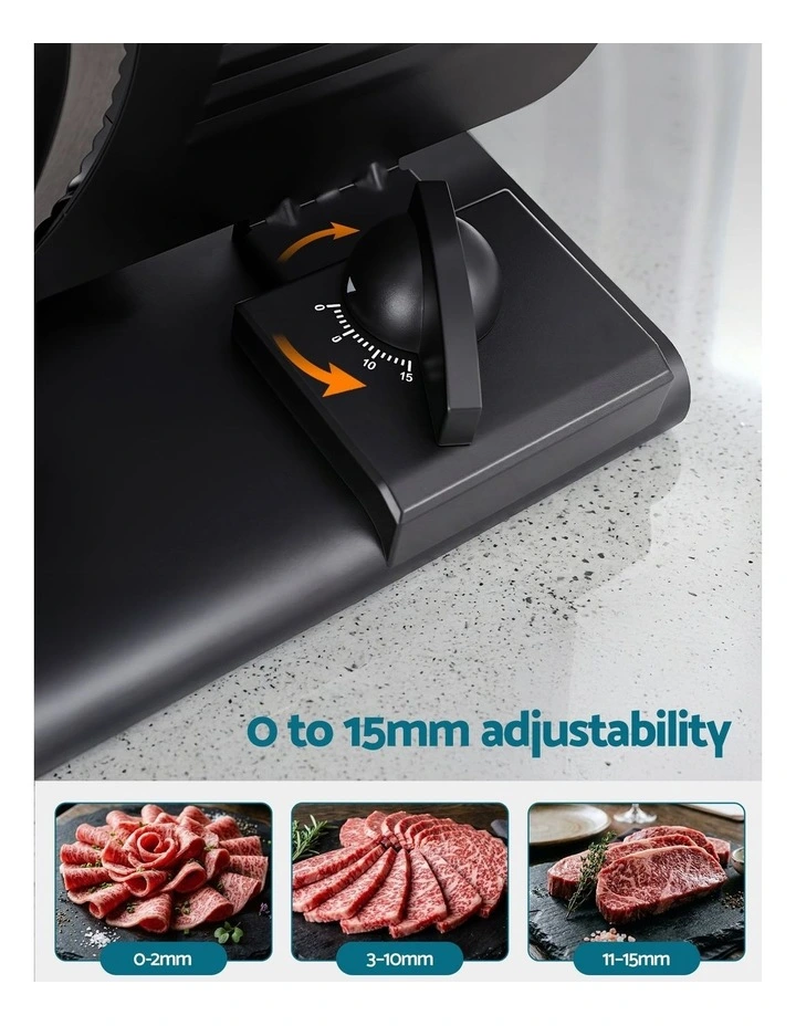 Devanti 200W Electric Meat Slicer 0-15mm Adjustable Stainless Steel Blade Black image 6