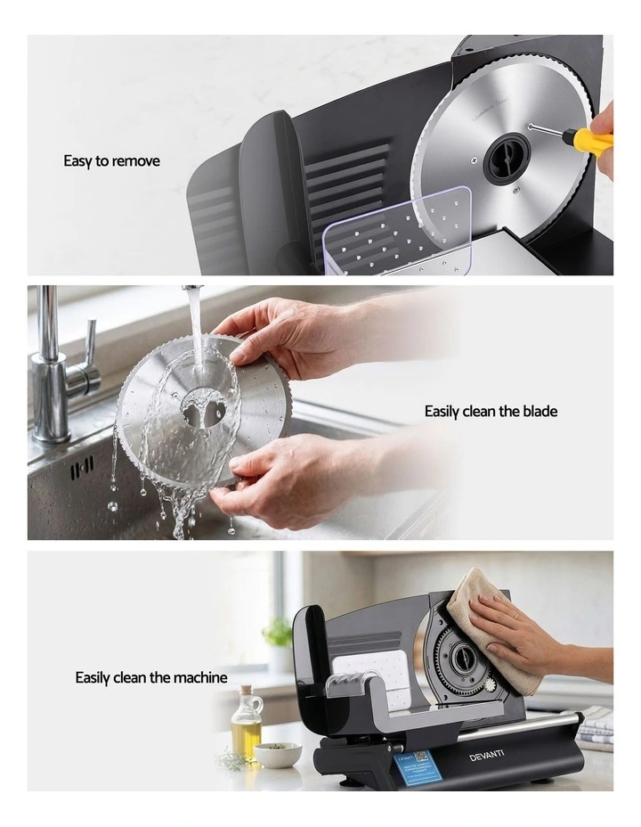 Devanti 200W Electric Meat Slicer 0-15mm Adjustable Stainless Steel Blade Black image 7