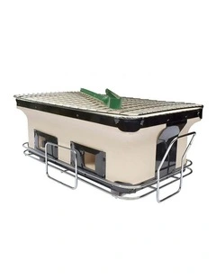 Portable Hibachi Tabletop Grill Dual Charcoal BBQ Chambers