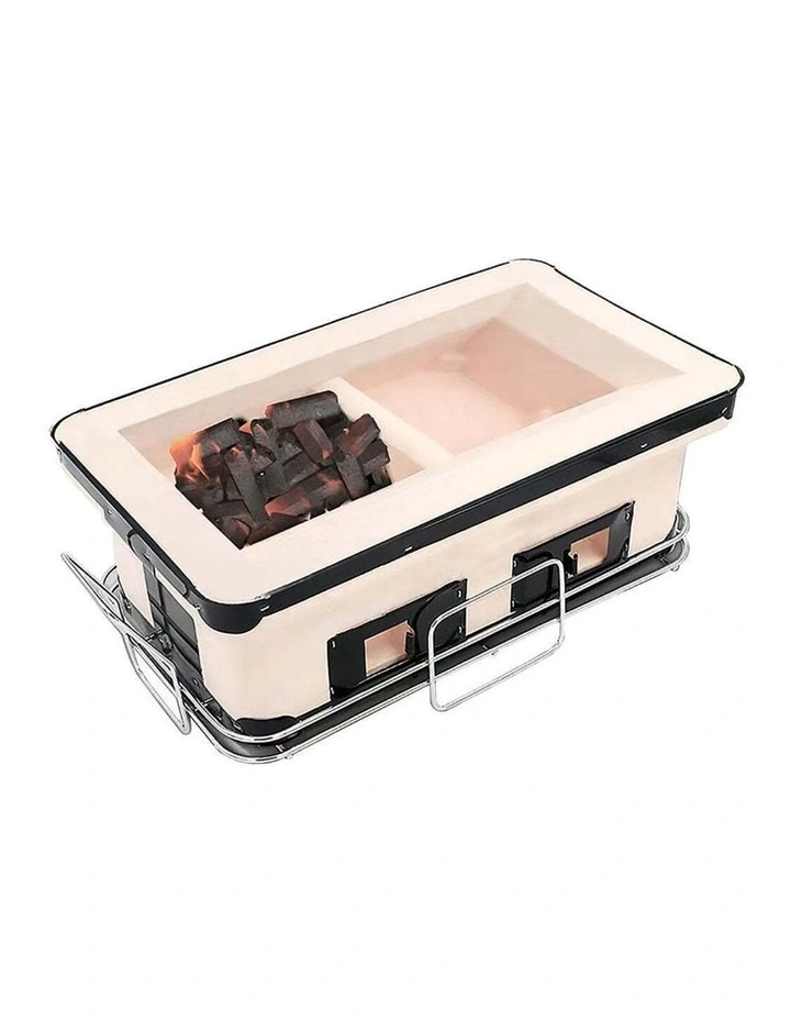 Portable Hibachi Tabletop Grill Dual Charcoal BBQ Chambers image 2