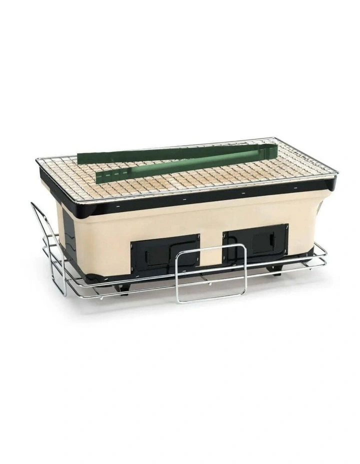 Portable Hibachi Tabletop Grill Dual Charcoal BBQ Chambers image 3