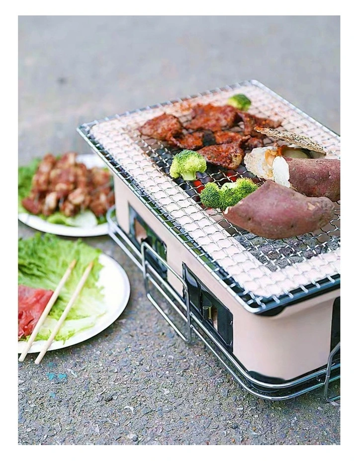 Portable Hibachi Tabletop Grill Dual Charcoal BBQ Chambers image 6