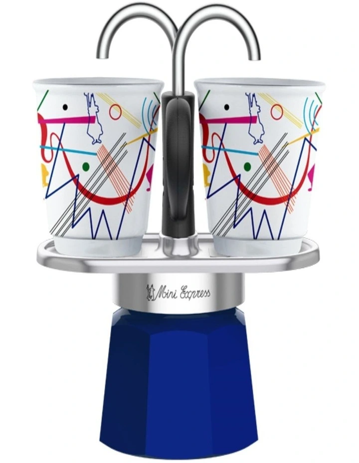 Bialetti Mini Express 2 Cup - All Colours - Blue w/ Kandinsky image 1