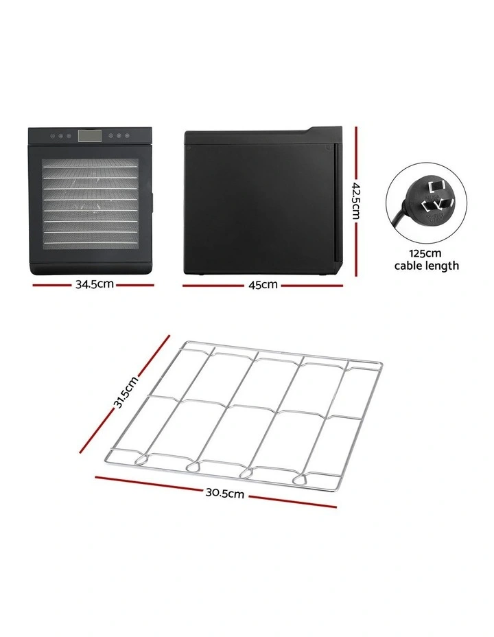 Devanti 10 Trays Food Dehydrator with Stainless Steel Tray image 3