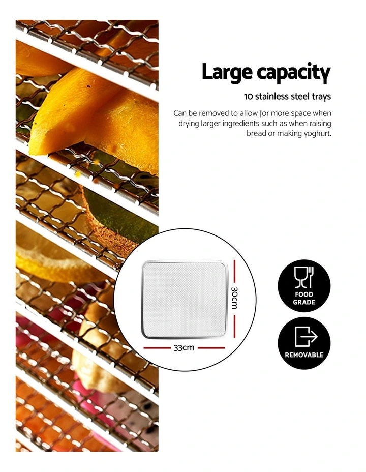 Devanti 10 Trays Food Dehydrator with Stainless Steel Tray image 7