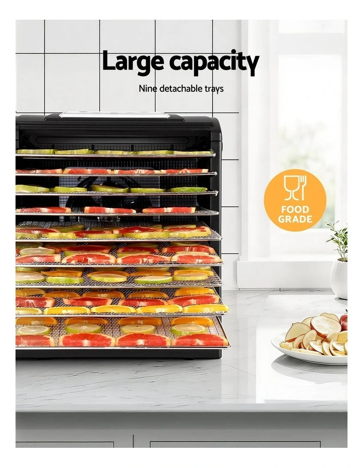 Devanti 9 Trays Food Dehydrator with Hanging Stainless Steel Tray image 6