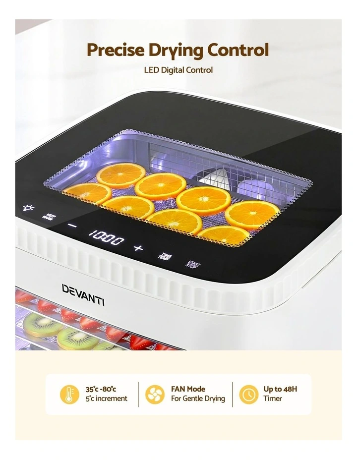 Devanti Food Dehydrator Machine 5 Tray Mini Fruit Dryer Maker White image 5