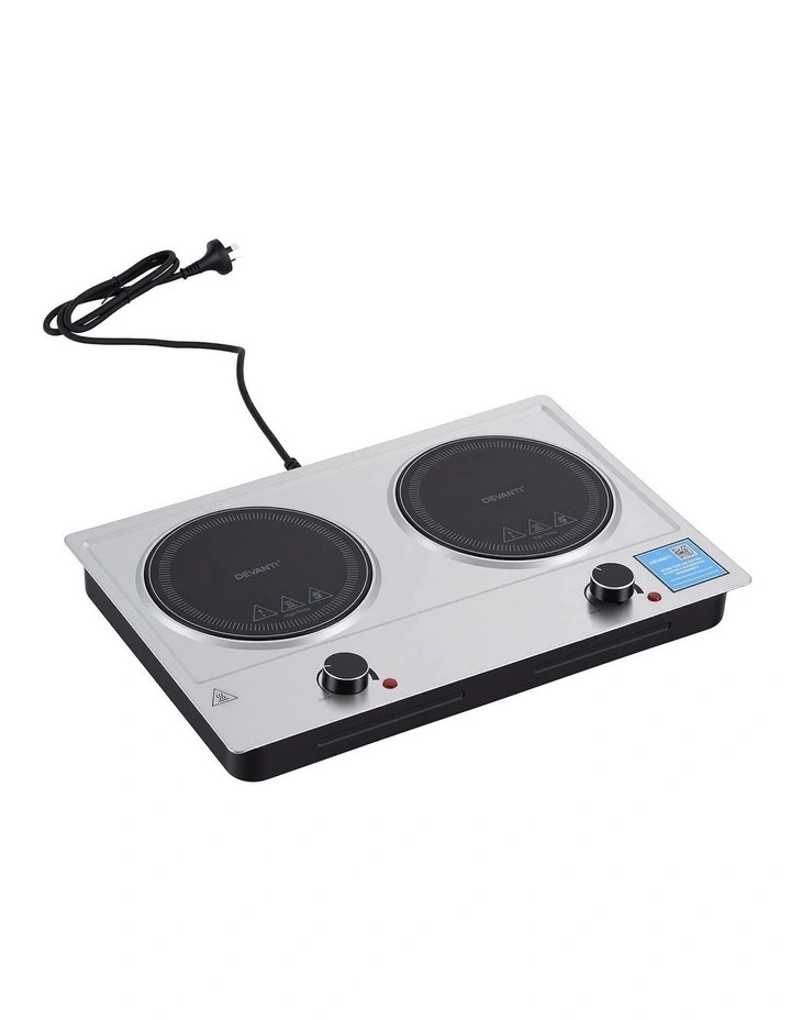 Devanti 2 Hobs Ceramic Cooktop Electric Hot Plate Infrared Knob Control 2400W image 1