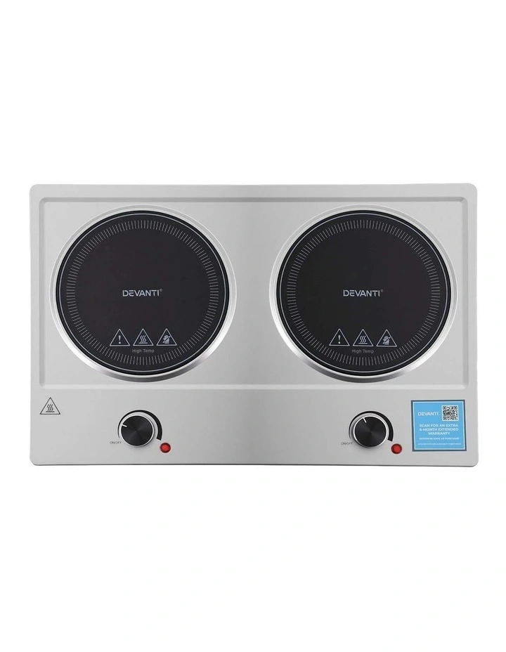 Devanti 2 Hobs Ceramic Cooktop Electric Hot Plate Infrared Knob Control 2400W image 3