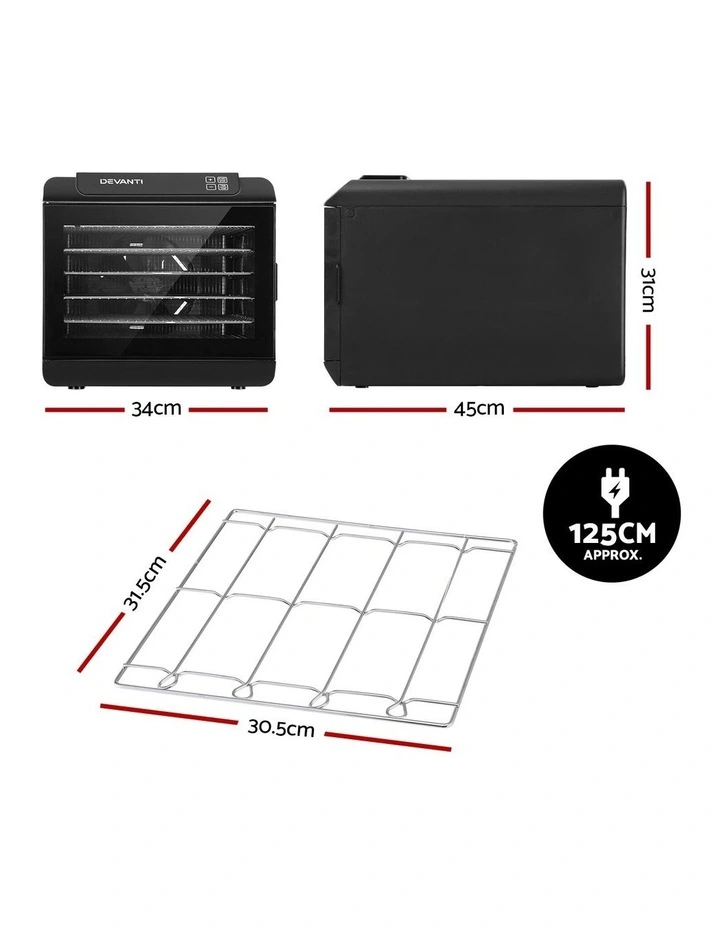 Devanti Food Dehydrator 6 Tray Fruit Dryer Jerky Maker With Stainless Steel Rack image 3