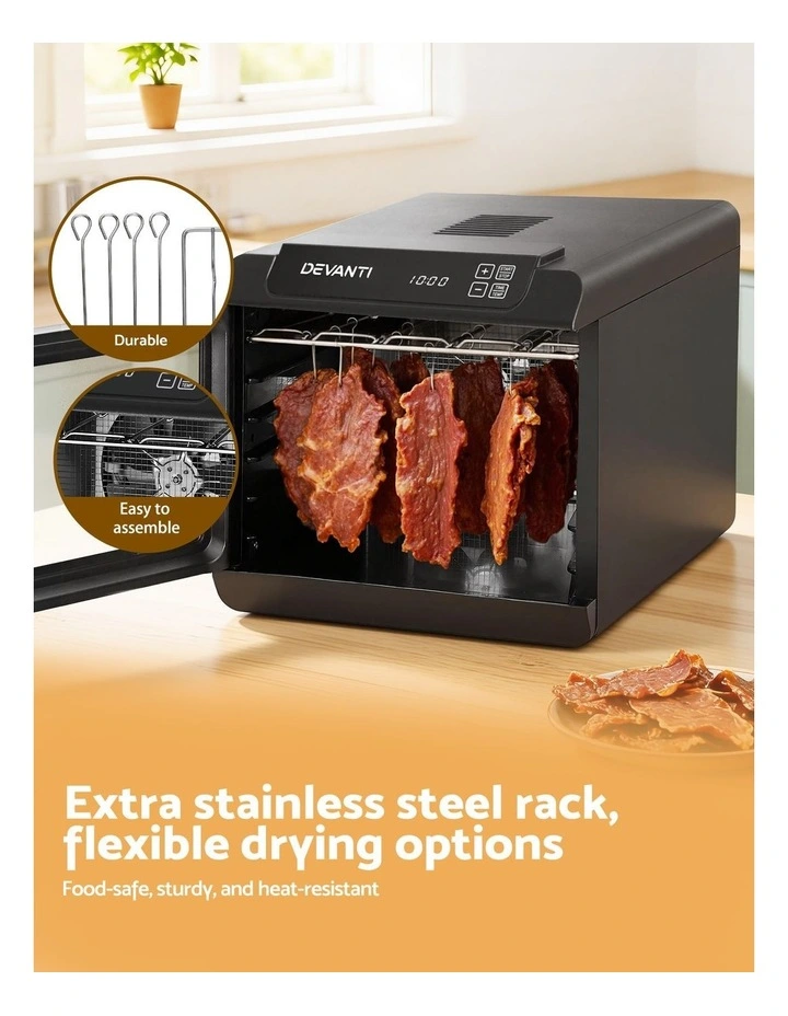 Devanti Food Dehydrator 6 Tray Fruit Dryer Jerky Maker With Stainless Steel Rack image 5
