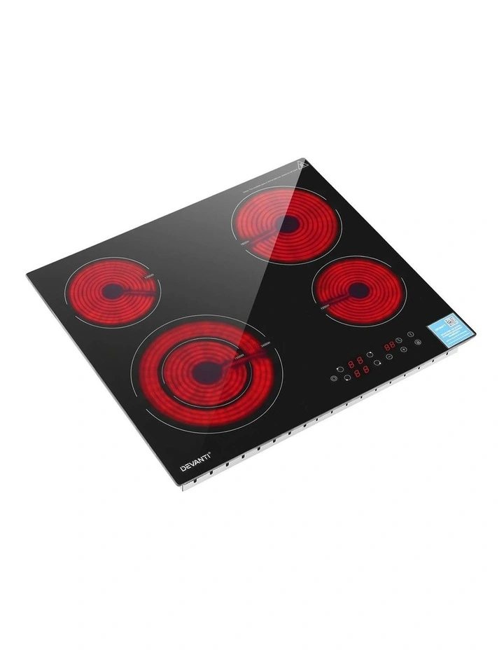 Devanti Ceramic Cooktop 5 Cooking Zone 4 Electric Hobs Touch Control 7600W Black image 1