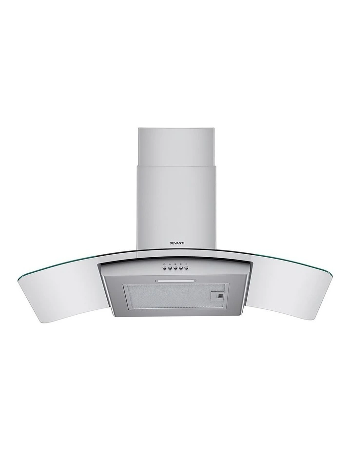 Devanti 90cm Range Hood Curved Glass Canopy Rangehood Kitchen Exhaust Fan image 3