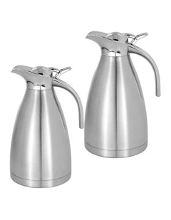 SOGA 2 Pack 2L 3-Layer Inner Stainless Steel Thermal Flasks - Silver