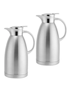 SOGA 2 Pack 2.3L Double-Wall Stainless Steel Vacuum Flasks - Silver