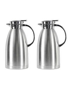 SOGA 2 Pack 1.8L Stainless Steel Insulated Water Jugs - Silver