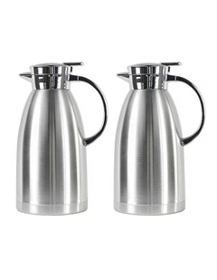 SOGA 2 Pack 2.3L Stainless Steel Insulated Water Jugs - Silver