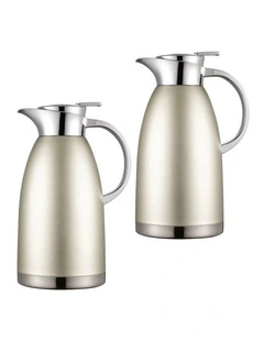 SOGA 2 Pack 1.8L Double-Wall Stainless Steel Vacuum Flasks - Silver