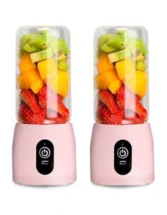SOGA 2 Pack USB Rechargeable Mini Juicers - Pink