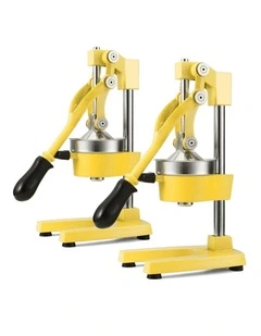SOGA 2 Pack Commercial Cast Iron Manual Citrus Juicers - Yellow