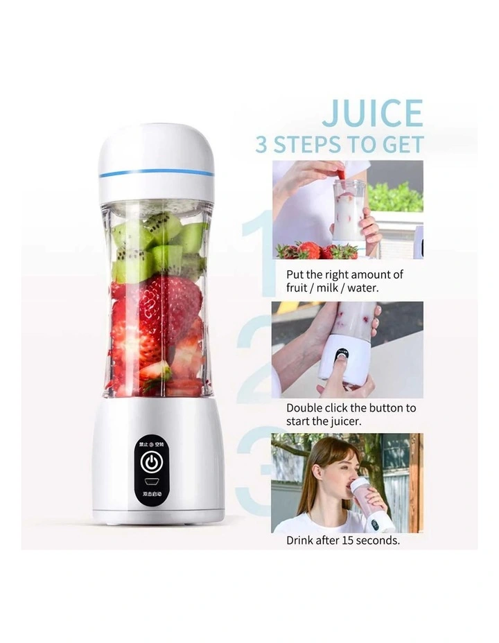 SOGA 2 Pack 380ml USB Rechargeable Mini Juicers - Pink image 7
