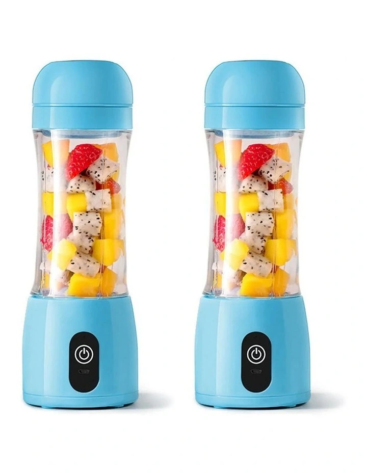 SOGA 2 Pack 380ml USB Rechargeable Mini Juicers - Blue image 1