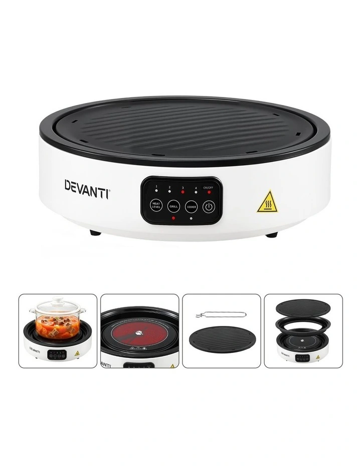 Devanti Ceramic Cooktop Electric Hot Plate Countertop Grill Cooker White image 1