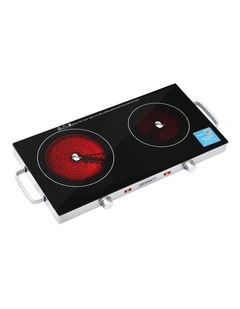 Devanti Portable Ceramic Cooktop Dual Burner Electric Hot Plate 2800W Black