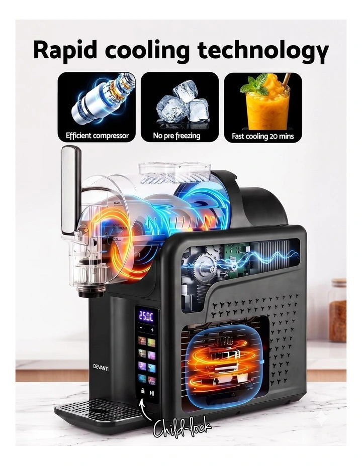 Devanti Slushie Machine 2L Frozen Drink Maker Ice Cream Cocktail Slush Maker Black image 5