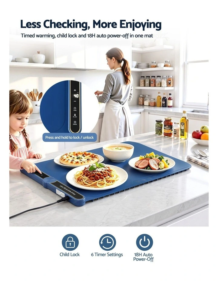 Devanti Food Warming Mat 60 x 38cm Electric Food Warmer With Timer image 6