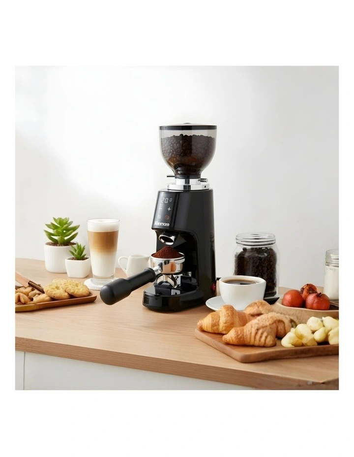 Kenmore 64mm Flat Burr Coffee Grinder, 100 Grind Settings, Digital Timer, 255g Hopper, Black image 2
