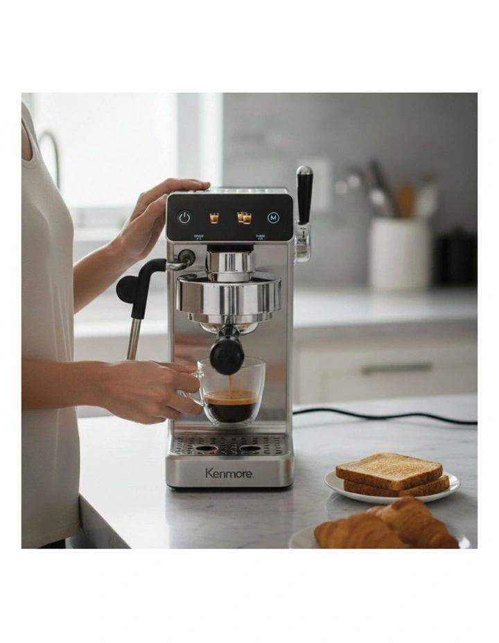Kenmore Dualis Espresso Machine, Dual Thermoblock, PID Control, 58mm Portafilter, Silver image 2