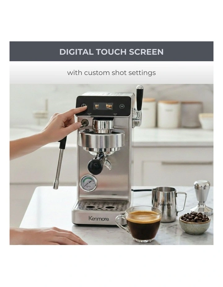 Kenmore Dualis Espresso Machine, Dual Thermoblock, PID Control, 58mm Portafilter, Silver image 4