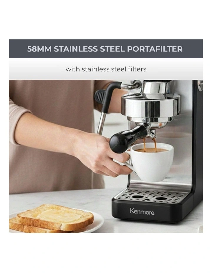 Kenmore Dualis Espresso Machine, Dual Thermoblock, PID Control, 58mm Portafilter, Black image 3