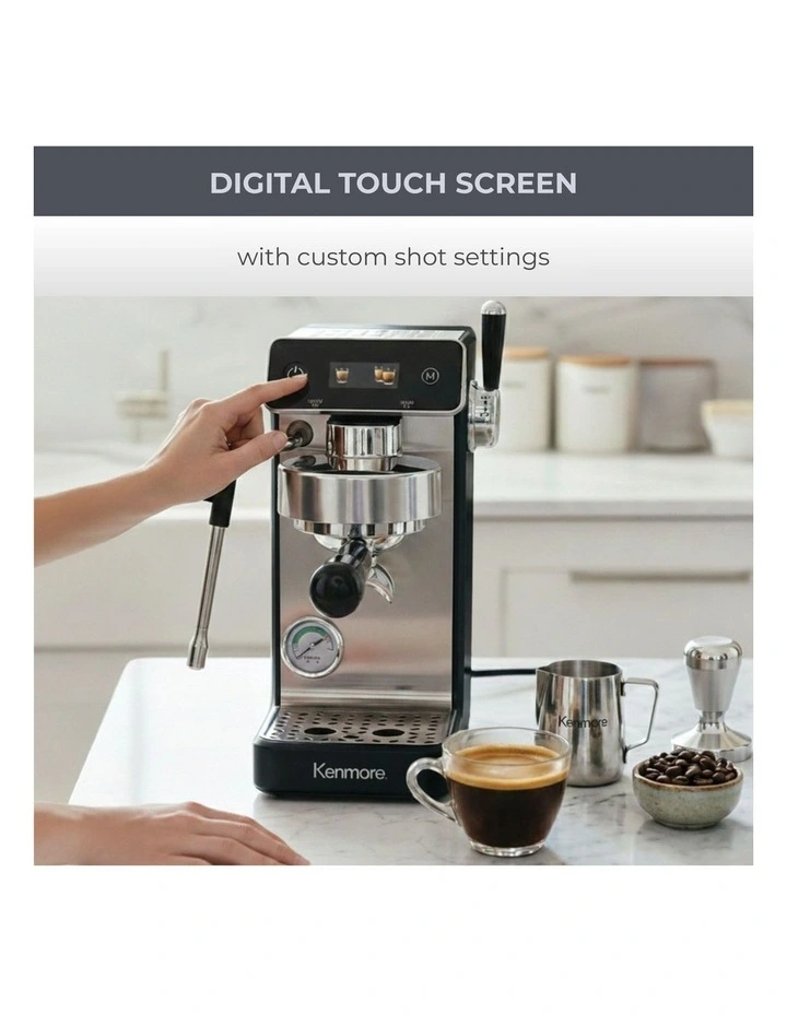 Kenmore Dualis Espresso Machine, Dual Thermoblock, PID Control, 58mm Portafilter, Black image 4