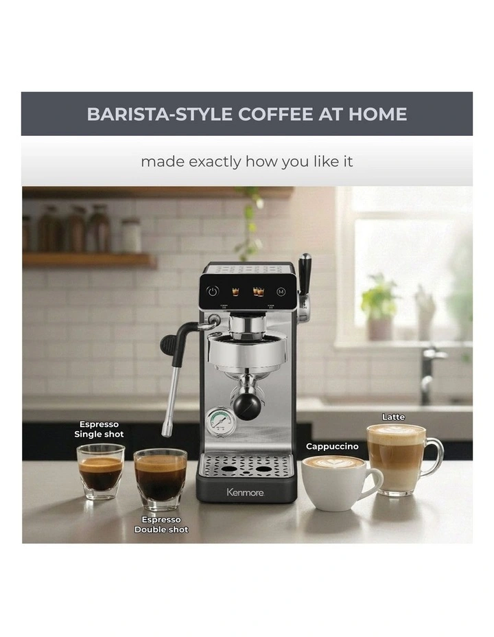 Kenmore Dualis Espresso Machine, Dual Thermoblock, PID Control, 58mm Portafilter, Black image 6