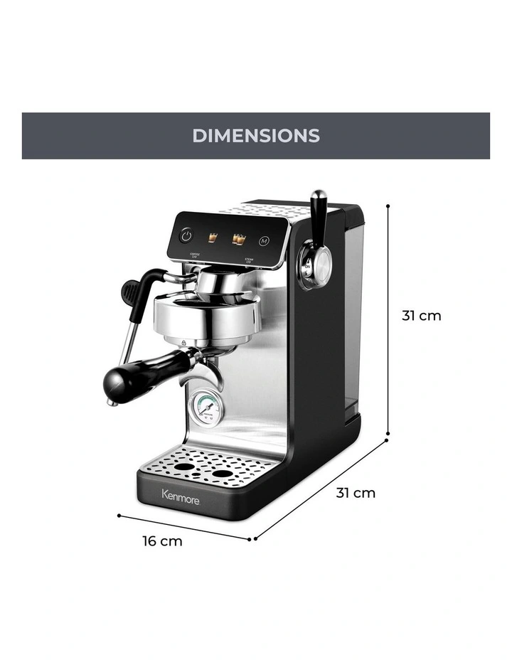 Kenmore Dualis Espresso Machine, Dual Thermoblock, PID Control, 58mm Portafilter, Black image 7