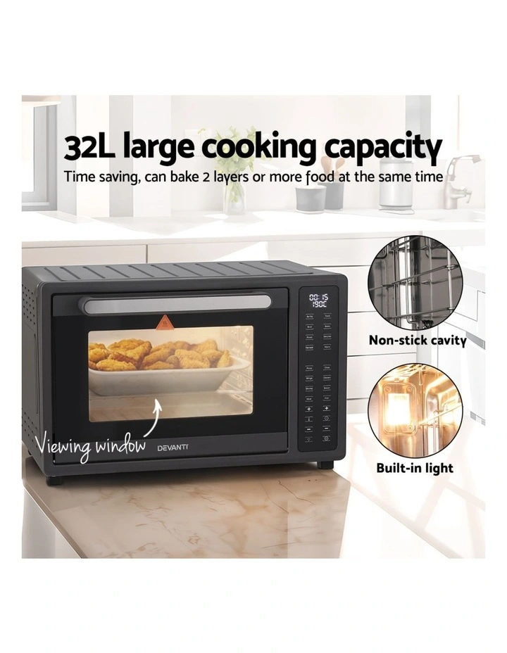 Devanti Air Fryer 32L W/ LCD Touch Oven 1700W image 6