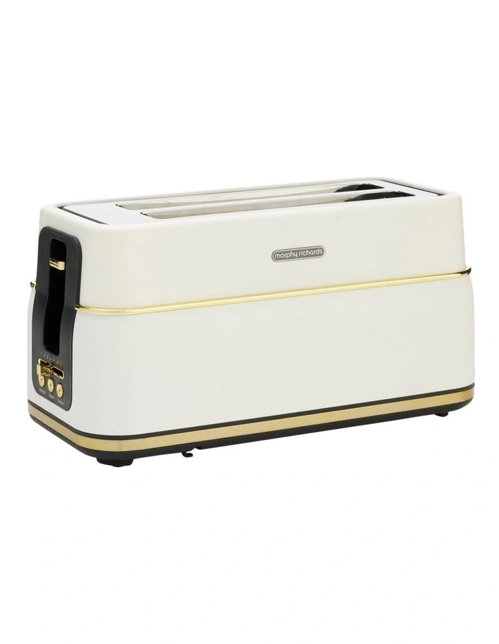 Morphy Richards Signature Soft Gold Matte White 4 Slice Toaster with Long Slots image 1