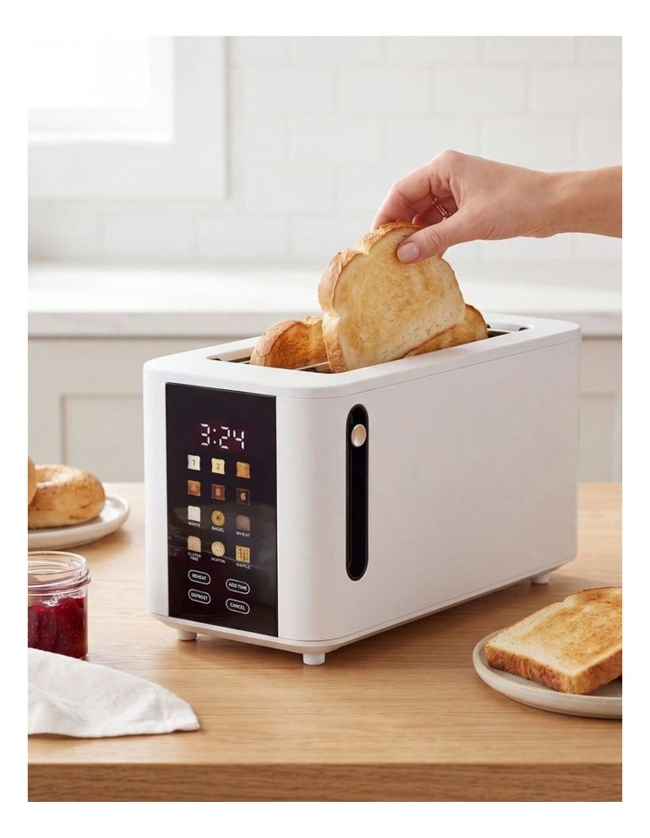 4-Slice Digital Toaster 800-950W Smart Touch Screen 6 Browning Levels White image 2