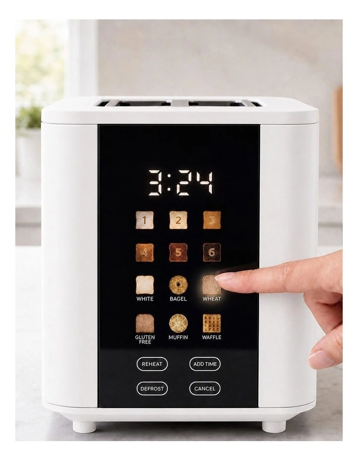 4-Slice Digital Toaster 800-950W Smart Touch Screen 6 Browning Levels White image 3